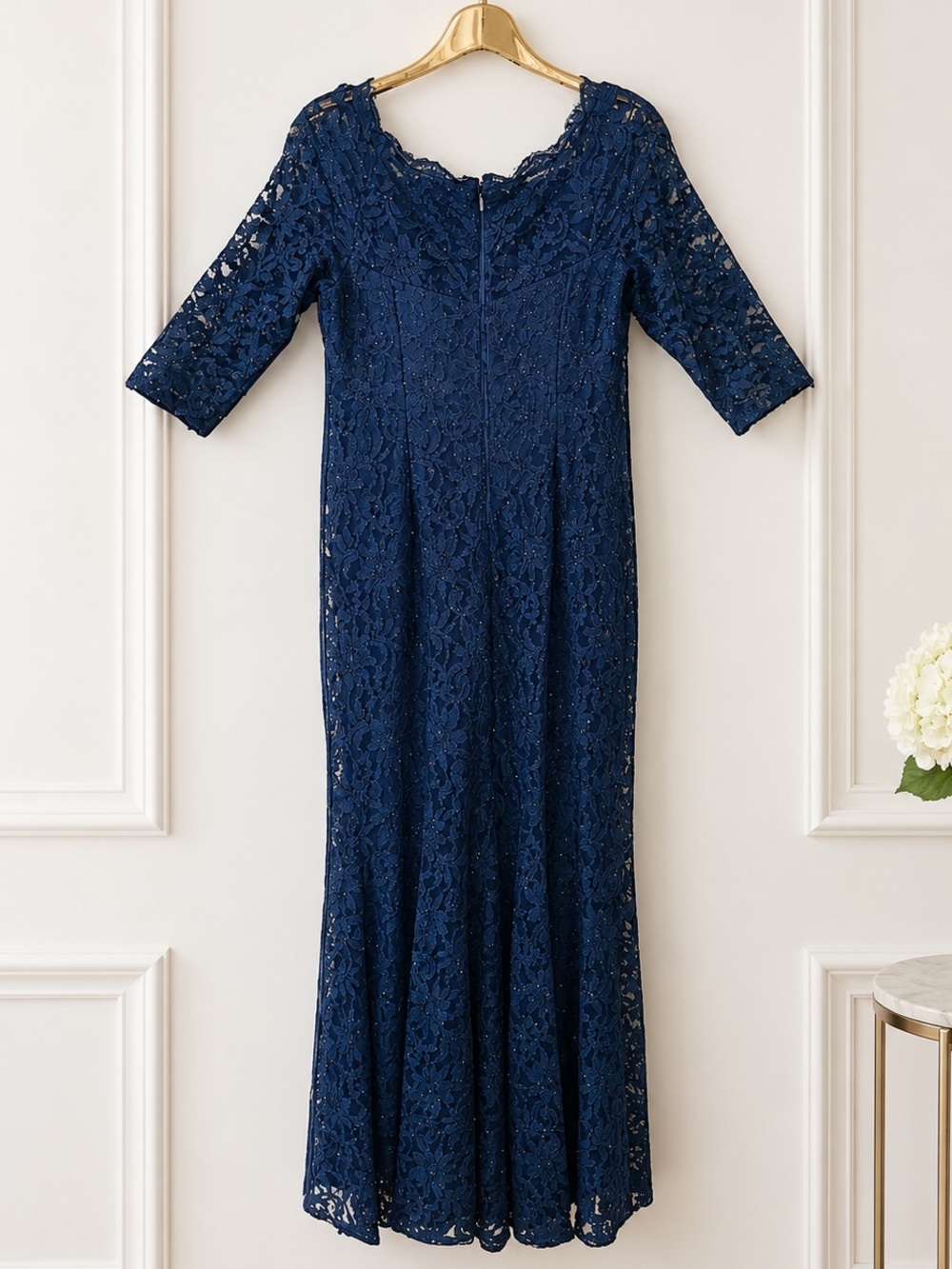 Navy Blue Lace Formal Mermaid Gown Mother Bride Off Shoulder Dress DECODE 1.8 - Picture 10 of 16